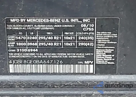 2011 Mercedes-Benz Gl 550 4Matic z USA, uszkodzony, nr VIN 4JGBF8GE0BA647126